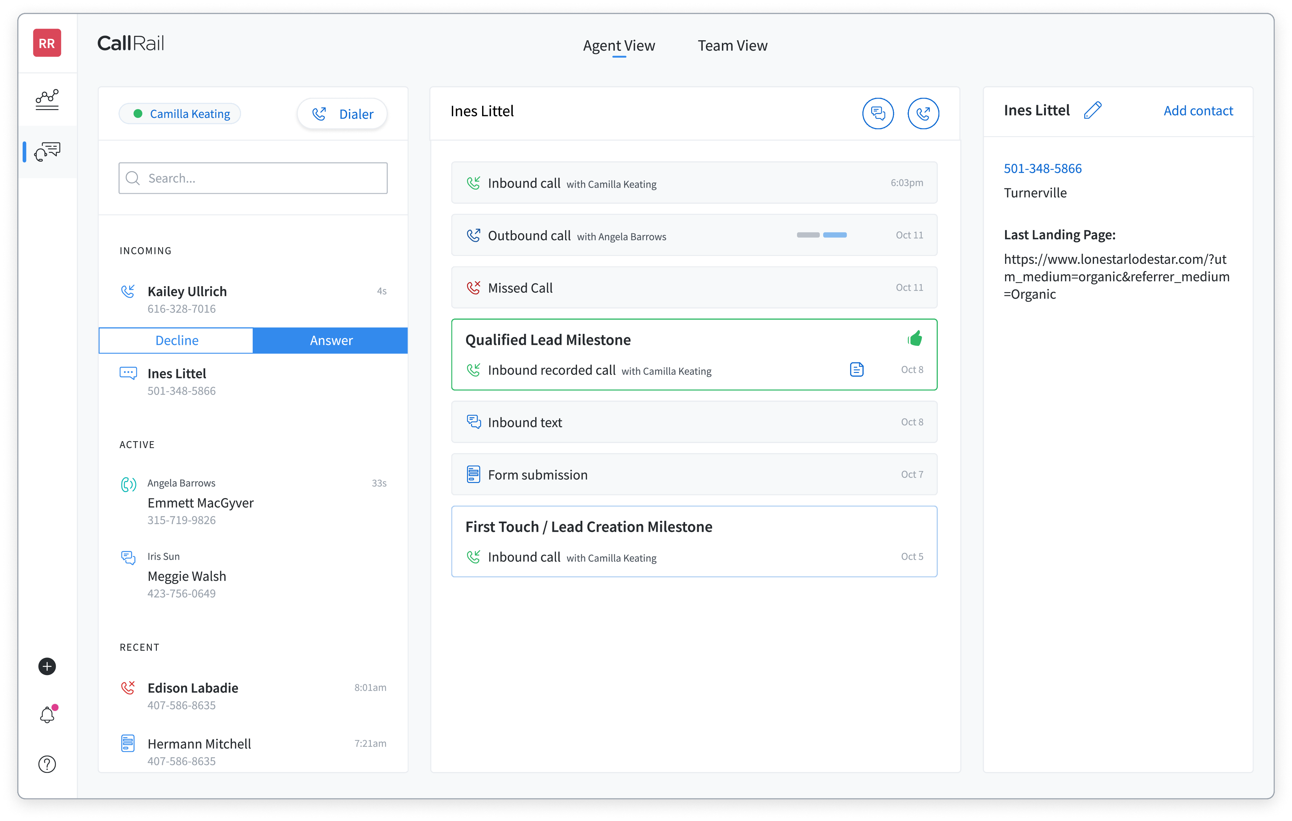 screenshot of Lead Center